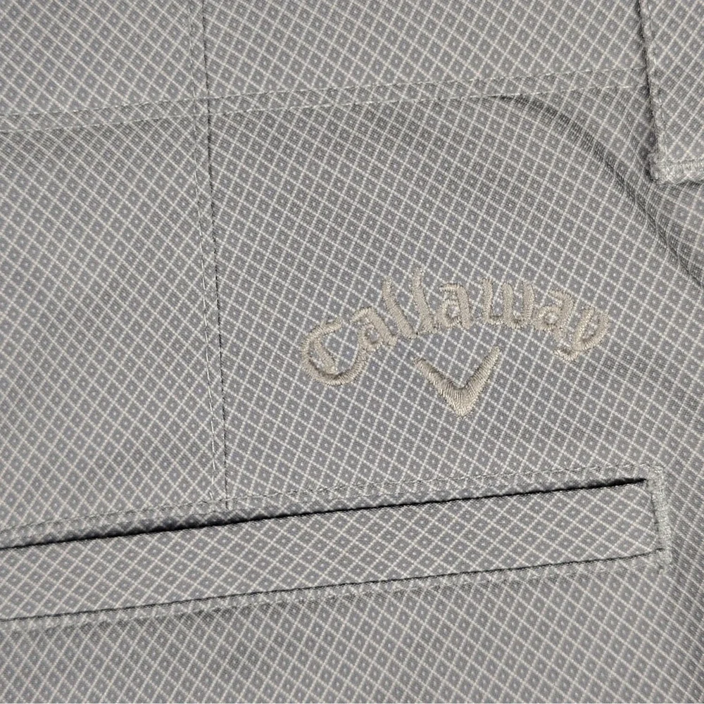 Callaway Golf Shorts Mens 36 Gray Micro Check Stretch Performance Flat Front